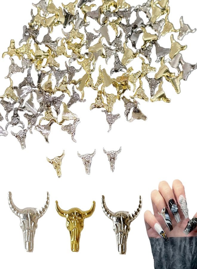 ZGGAZCA 100Pcs Cowboy Nail Charms for Nails Mix Western Rodeo Themed Nail Art Decorations Cowgirl Stickers Minimalist Nail Decals Gold Silver Gunmetal Nail Accessories for Acrylic Designs - Image 1